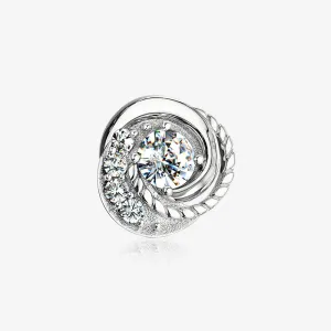 14 Karat White Gold Sparkle Tiered Swirl Dermal Anchor Top Part