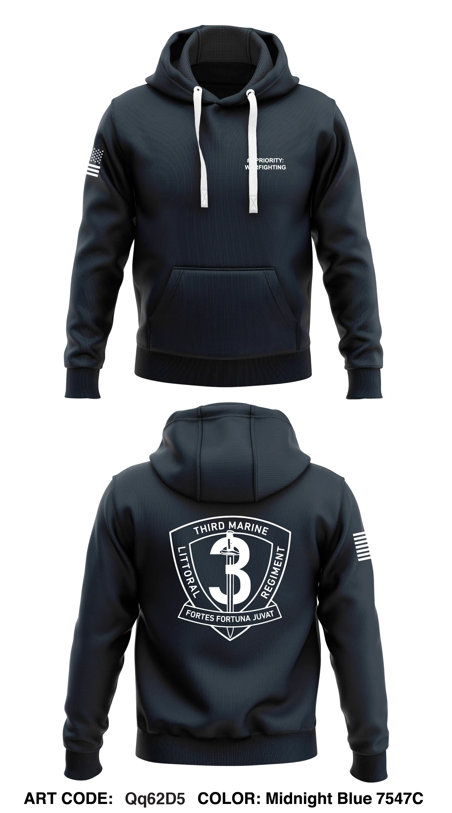 3D Marine Littoral Regiment  Core Men's Hooded Performance Sweatshirt - Qq62D5