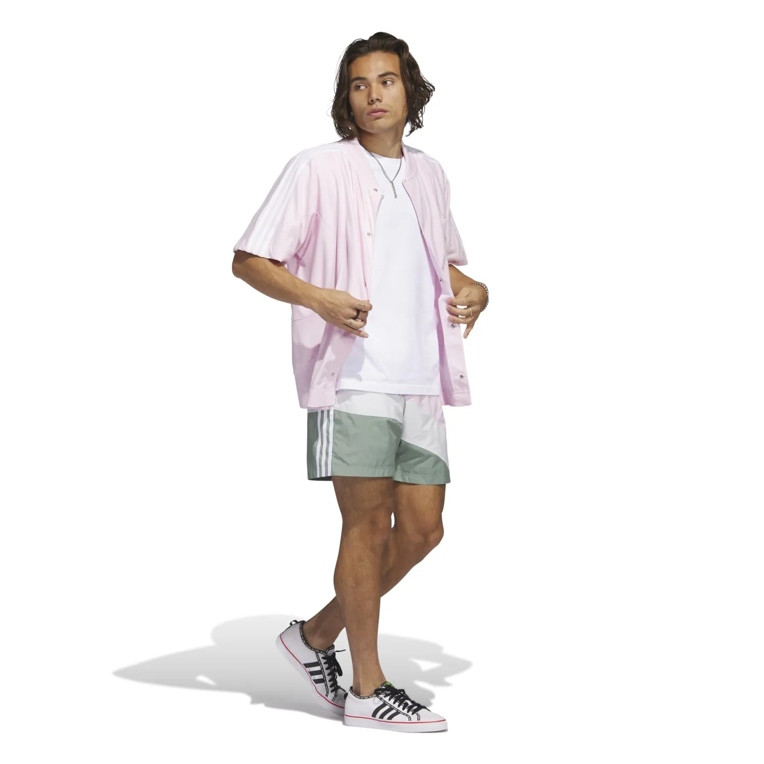 Adidas Originals Men Baseball Snap Tee Pink IC5554