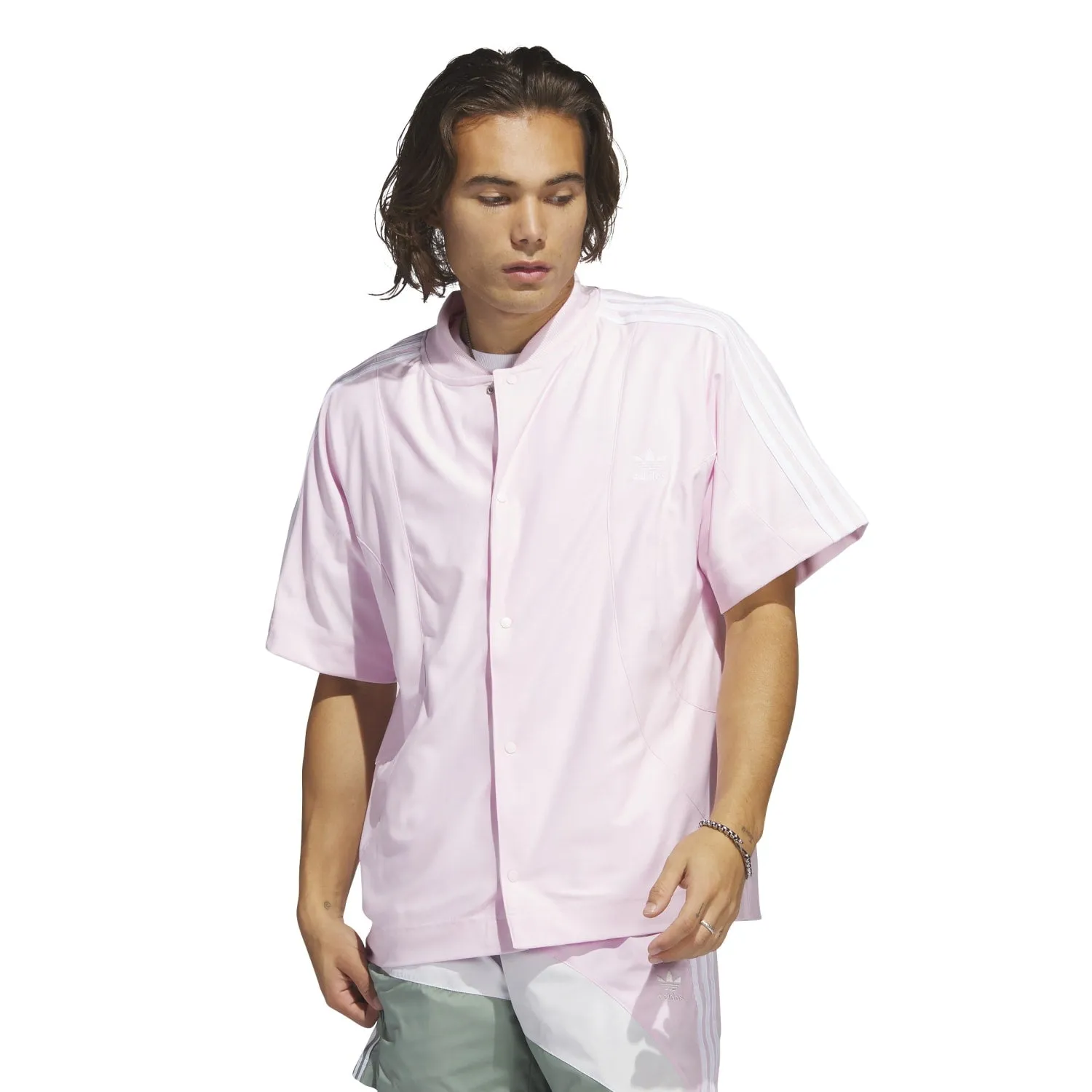 Adidas Originals Men Baseball Snap Tee Pink IC5554
