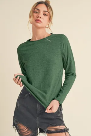 Aemi   Co Lettuce Hemline Round Neck Raglan Sleeve T-Shirt