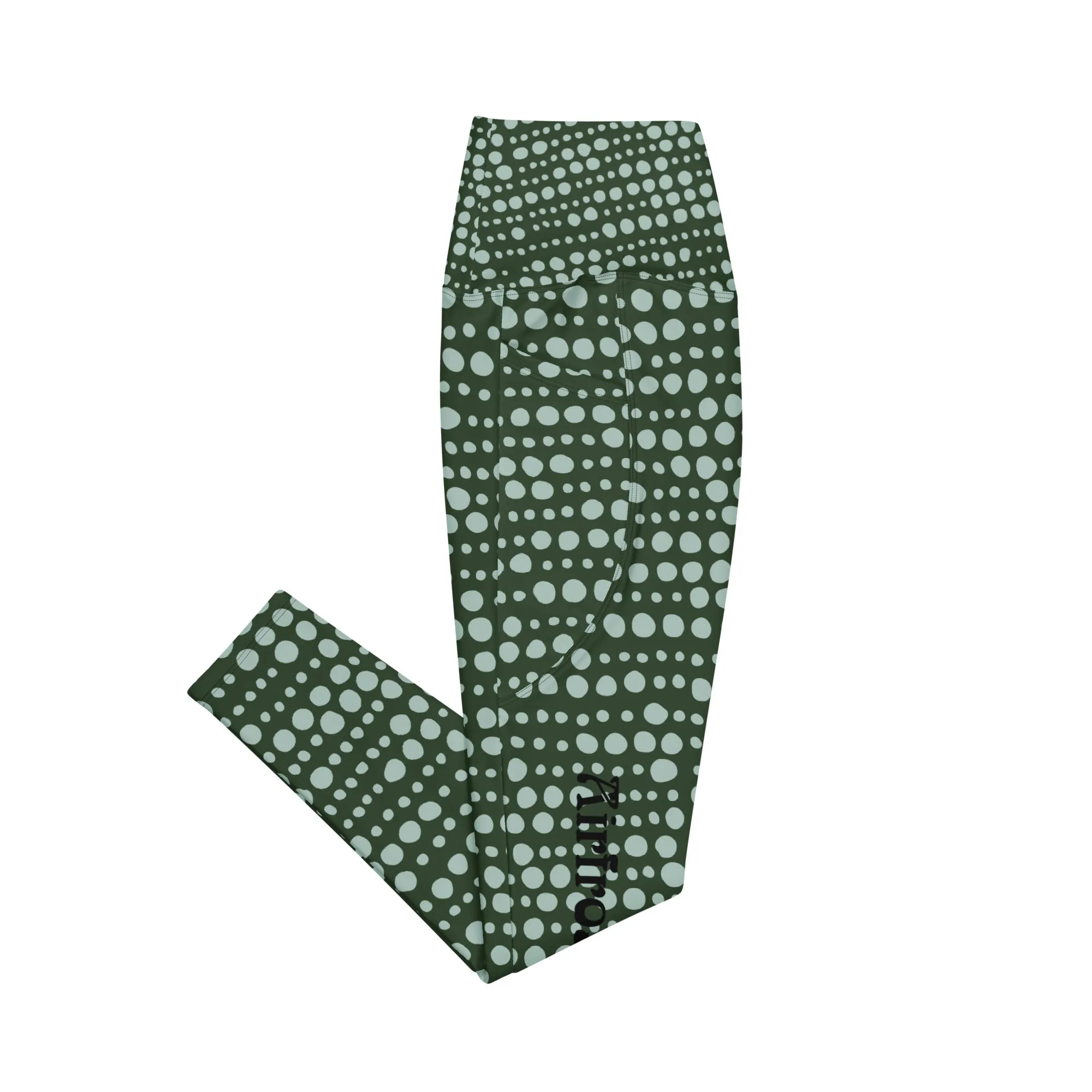 Airfros And Babyhairs Green Dots Leggings with pockets