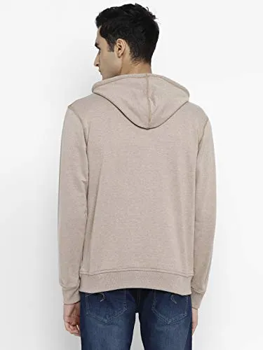 Alan Jones Clothing Men's Poly Cotton Hooded Neck Sweat shirt (SS-401-BISCUIT-S_Brown, Biscuit_S)