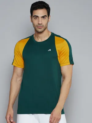 Alcis Men Green Solid Slim Fit T-shirt