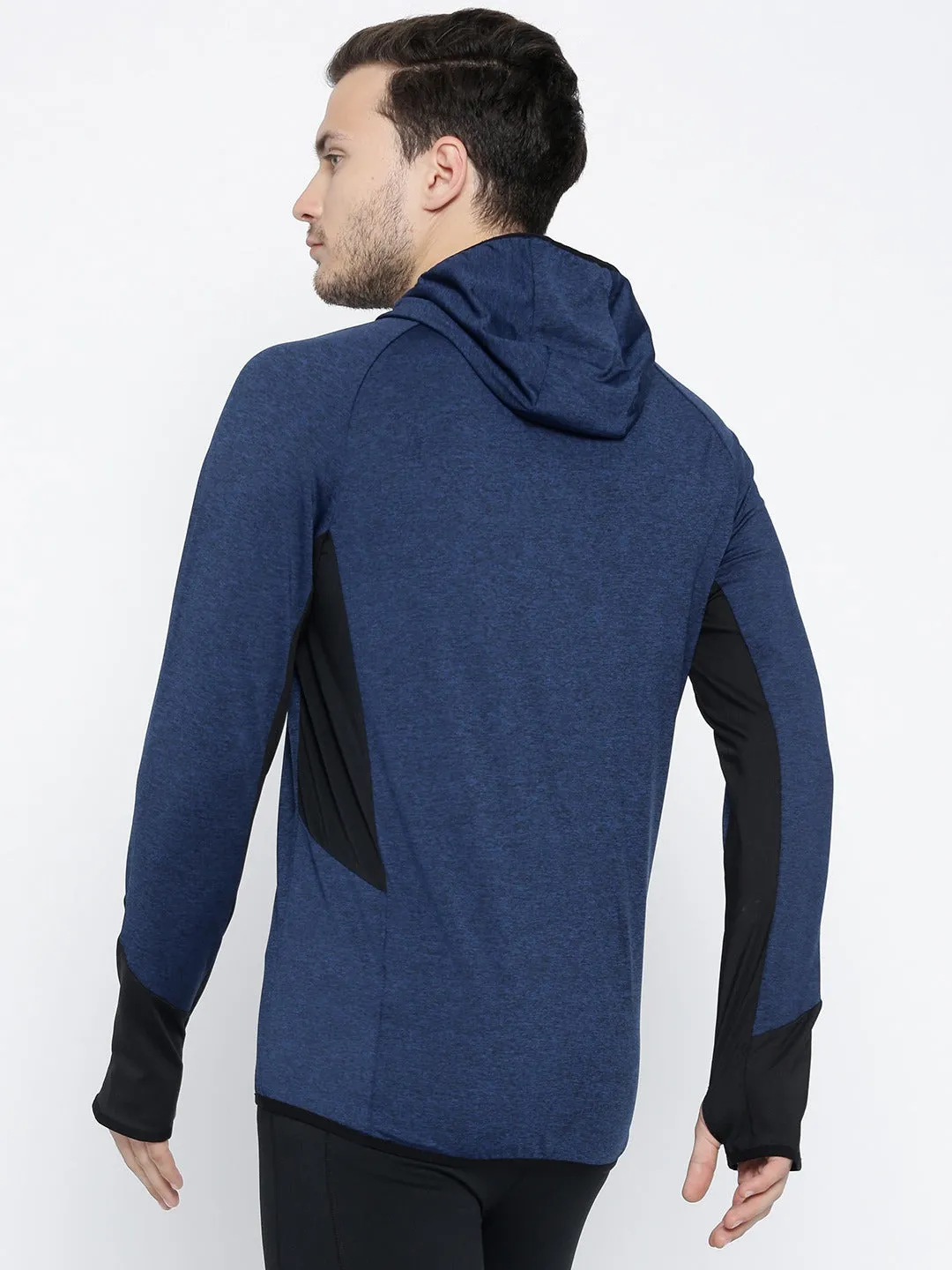 Alcis Men Navy Blue Solid Hooded Sweatshirt
