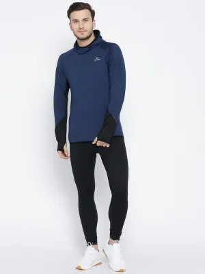 Alcis Men Navy Blue Solid Hooded Sweatshirt