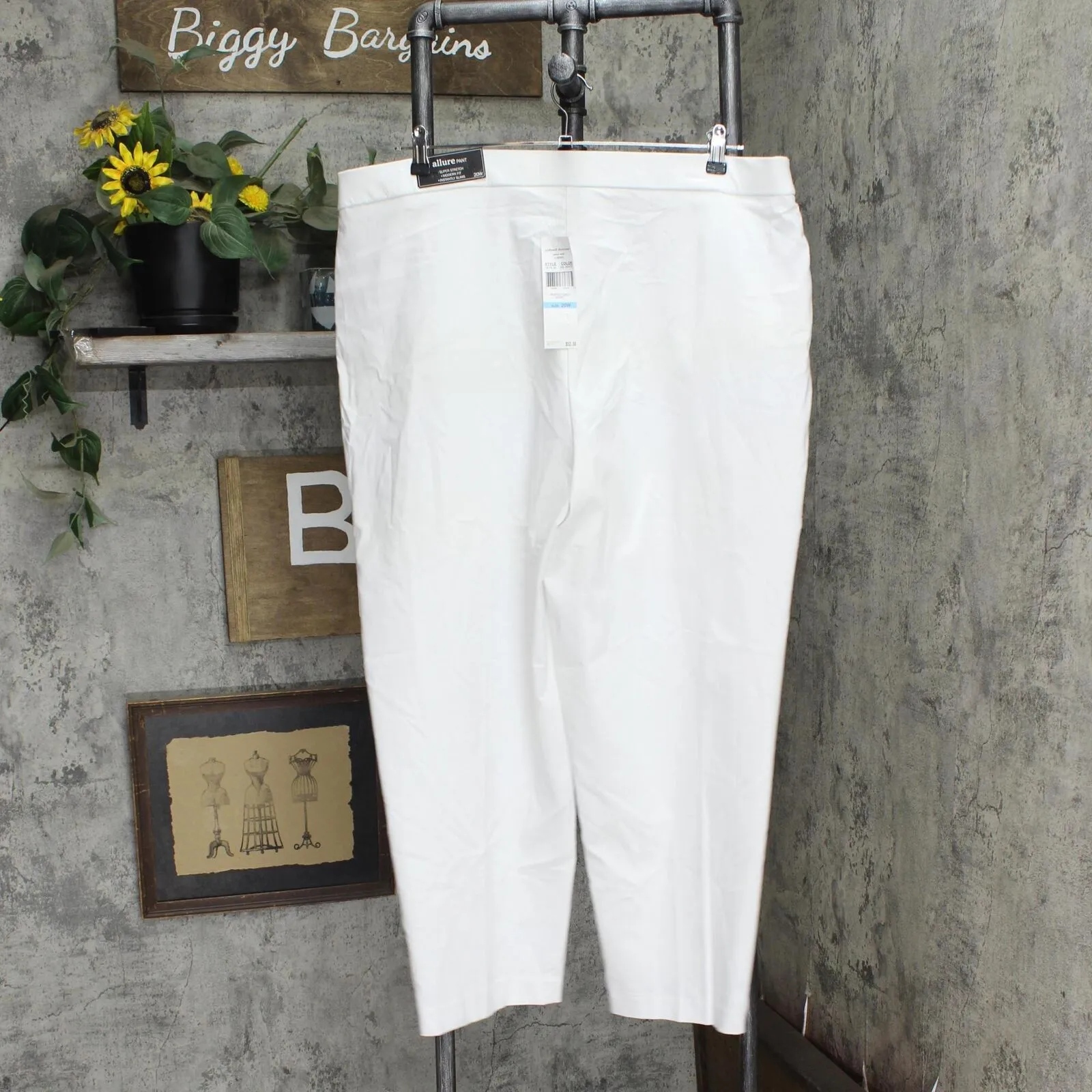 Alfred Dunner Womens Allure Slimming Plus Size Pants 01615 White 20W Short