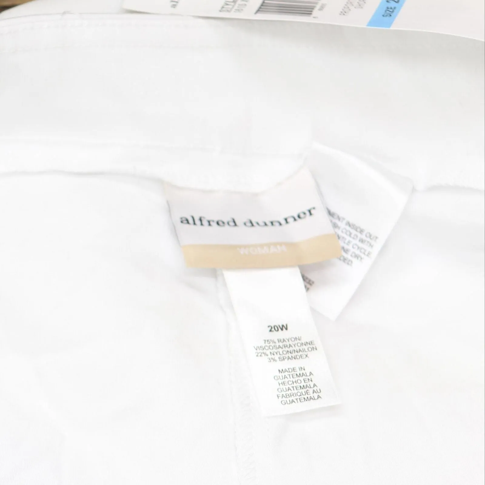Alfred Dunner Womens Allure Slimming Plus Size Pants 01615 White 20W Short