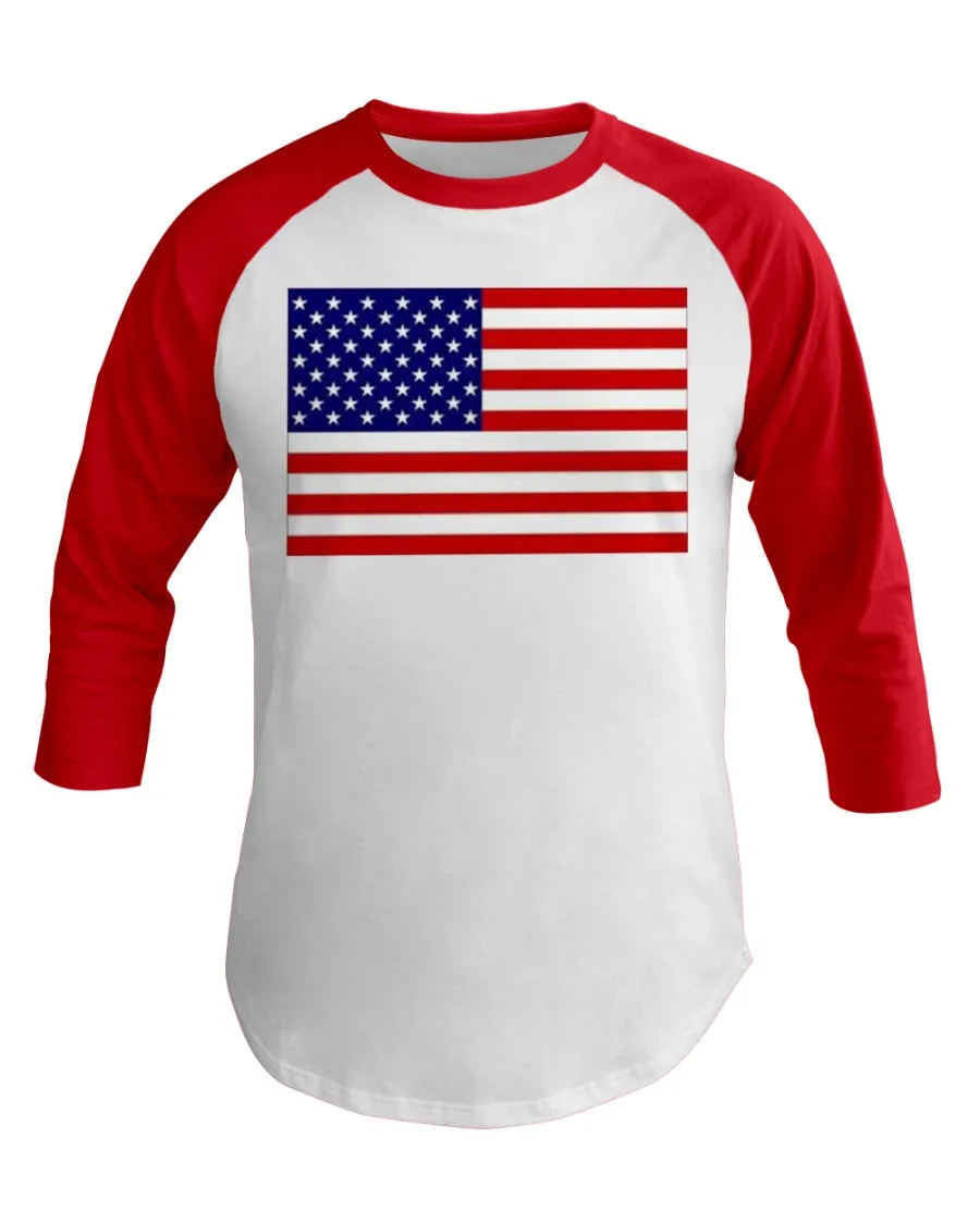 American Flag  3/4 Sleeve Raglan Shirt