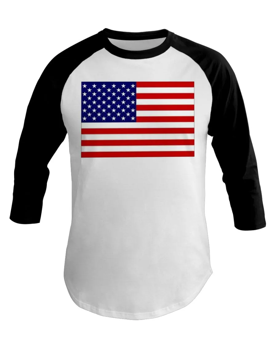 American Flag  3/4 Sleeve Raglan Shirt