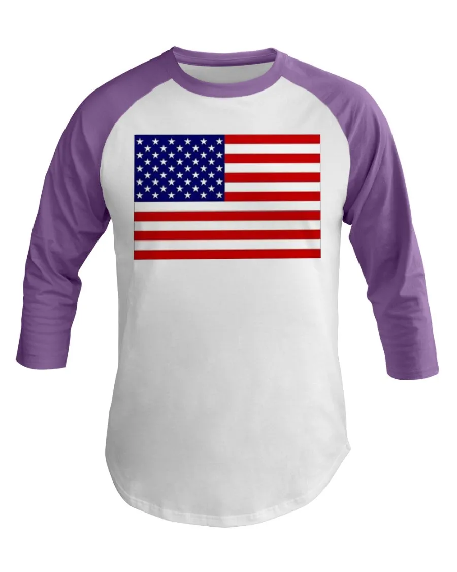 American Flag  3/4 Sleeve Raglan Shirt