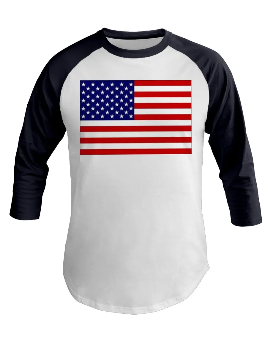 American Flag  3/4 Sleeve Raglan Shirt