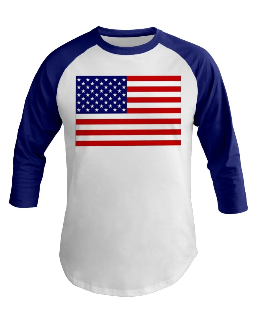 American Flag  3/4 Sleeve Raglan Shirt