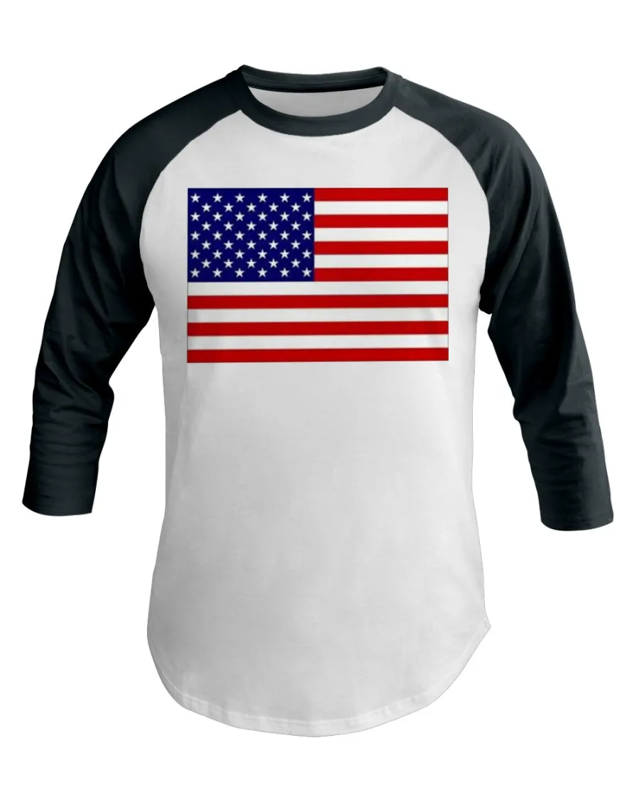 American Flag  3/4 Sleeve Raglan Shirt