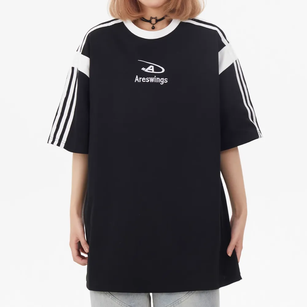 American Heavy Letter Embroidery Raglan T-shirt