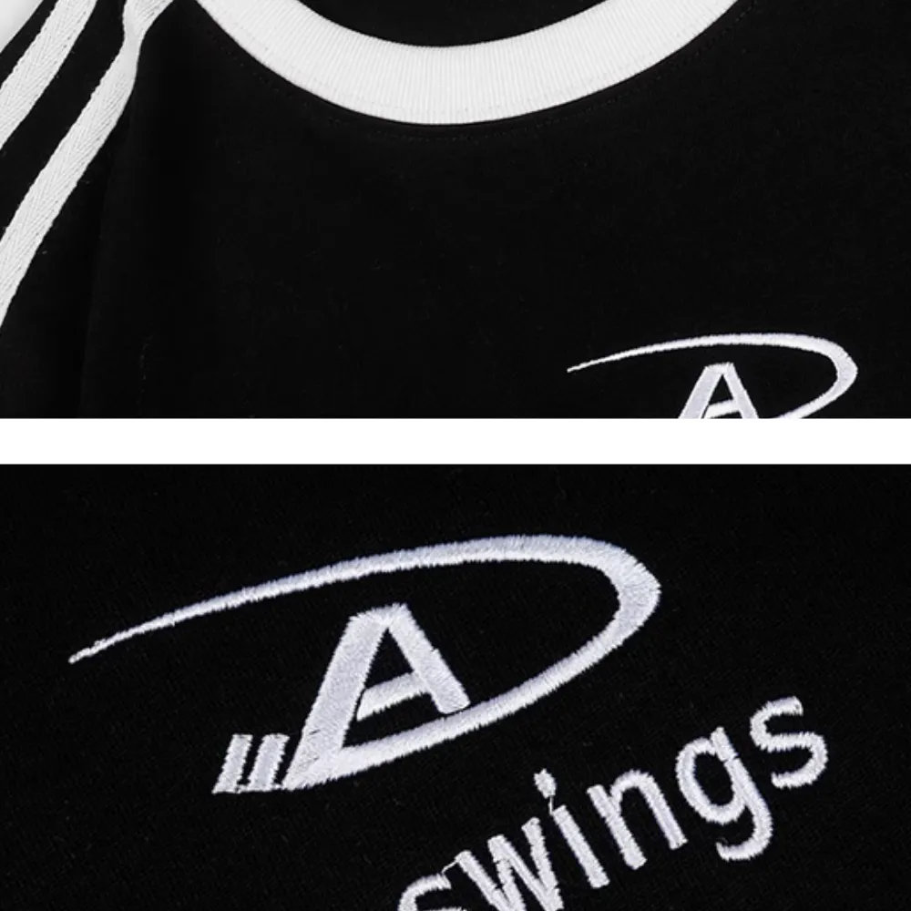 American Heavy Letter Embroidery Raglan T-shirt
