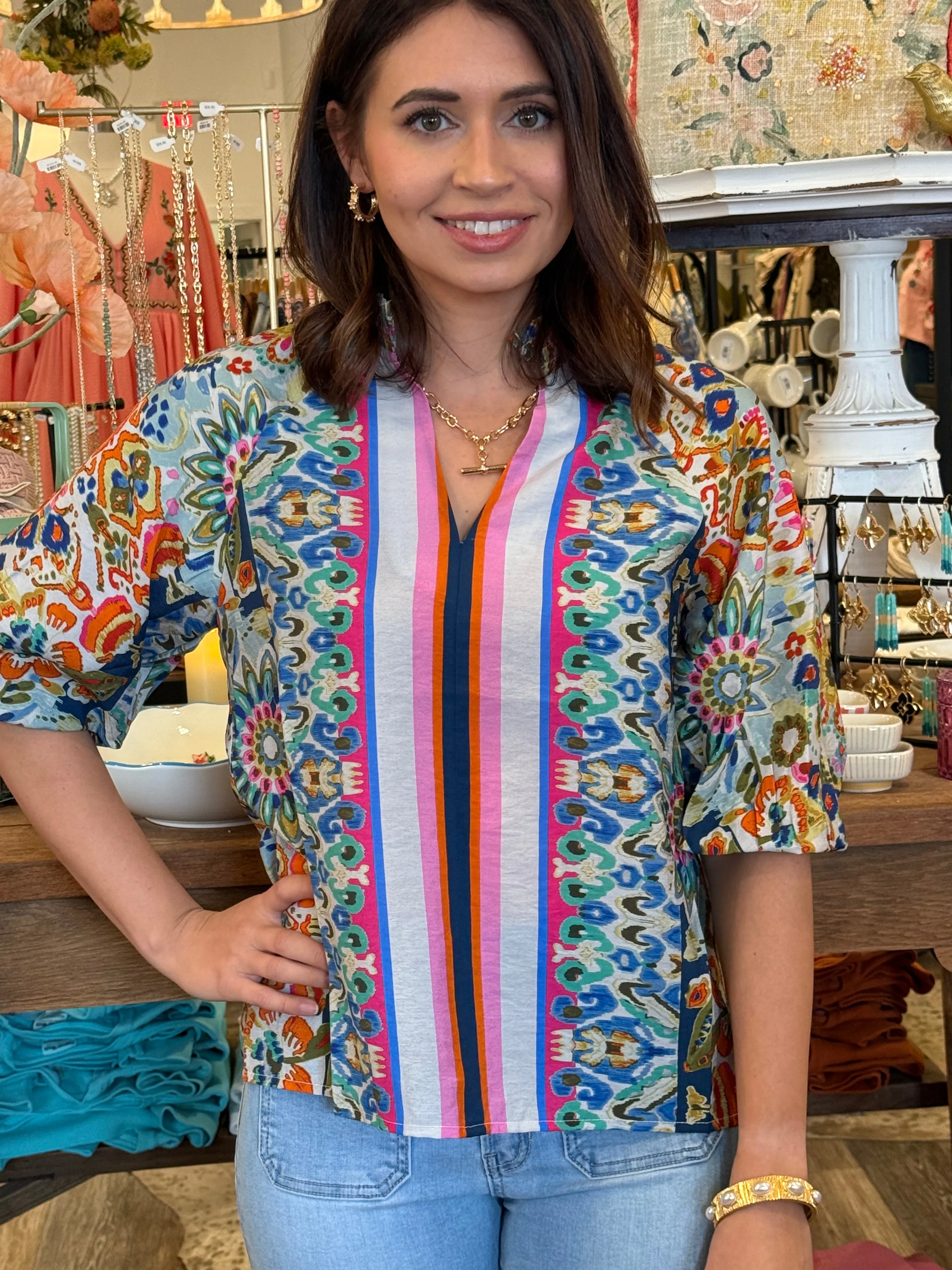 Angela Puff Sleeve Floral Top