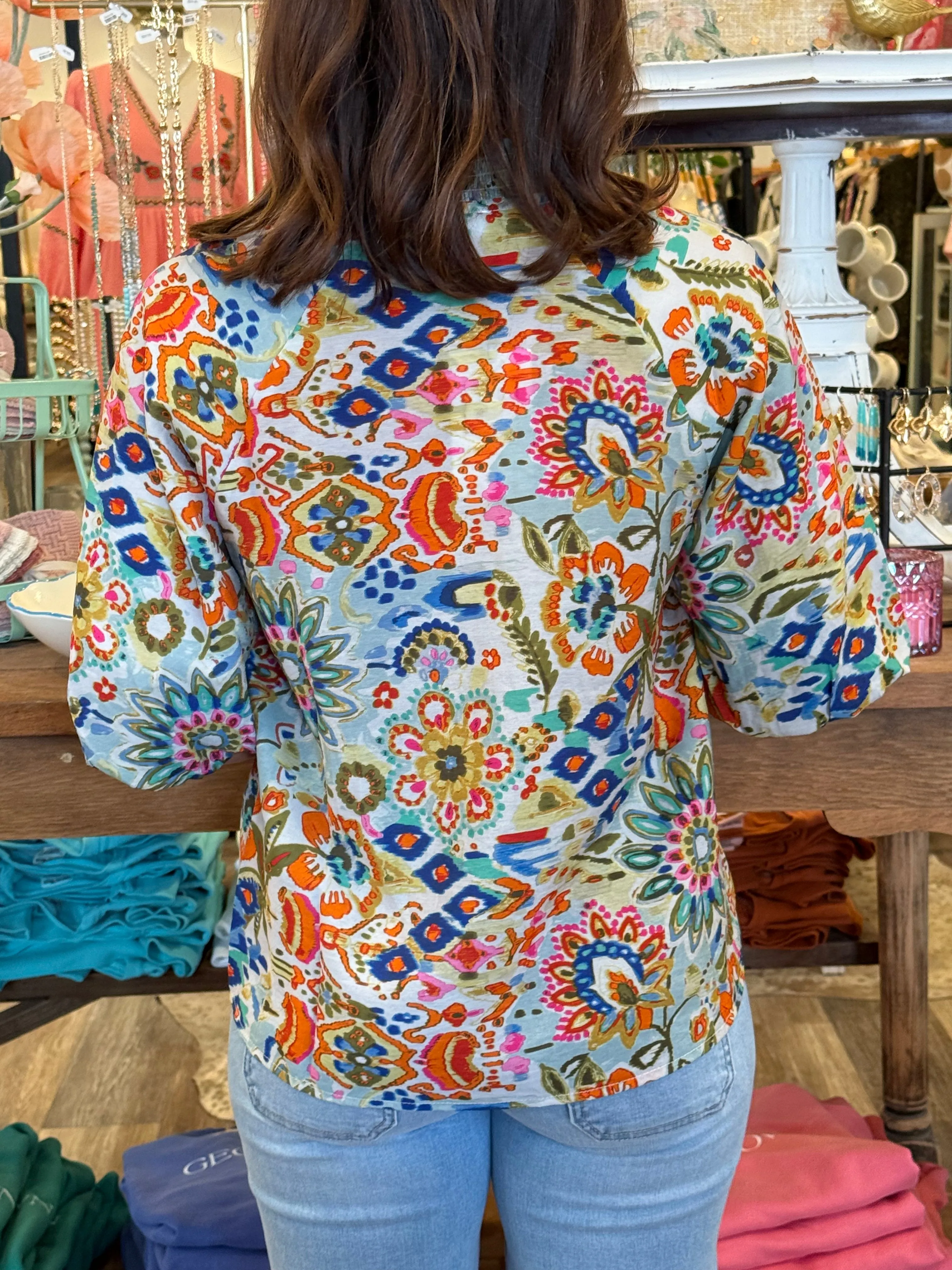 Angela Puff Sleeve Floral Top