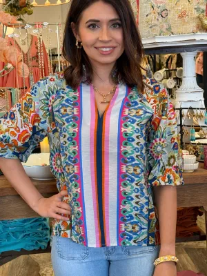Angela Puff Sleeve Floral Top
