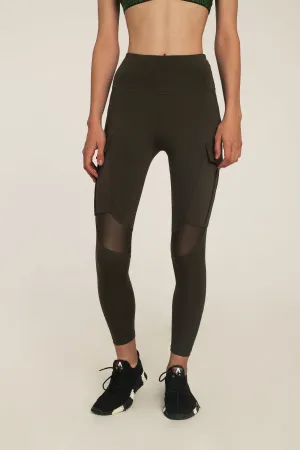 Army Green Mesh Utility Leggings