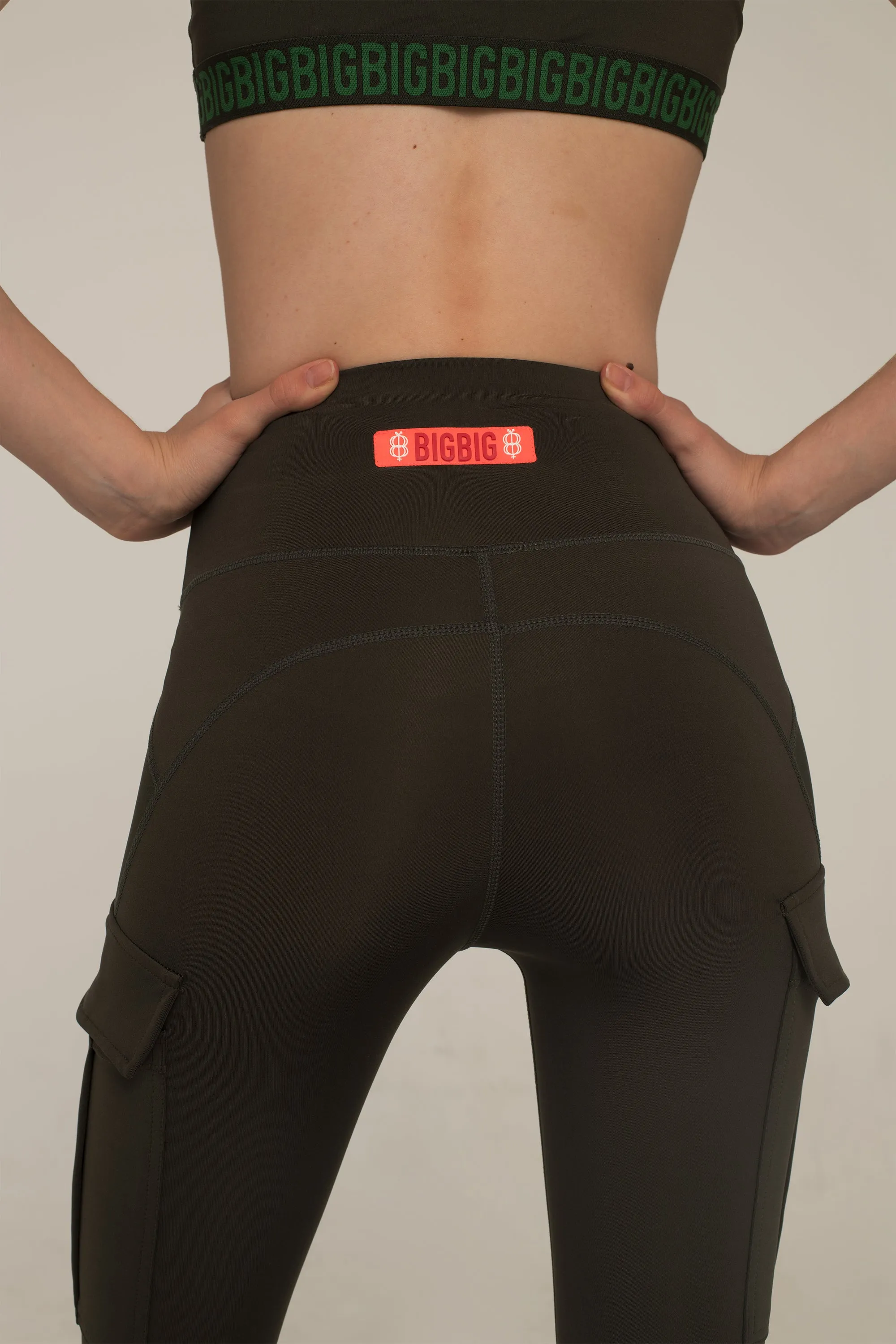 Army Green Mesh Utility Leggings