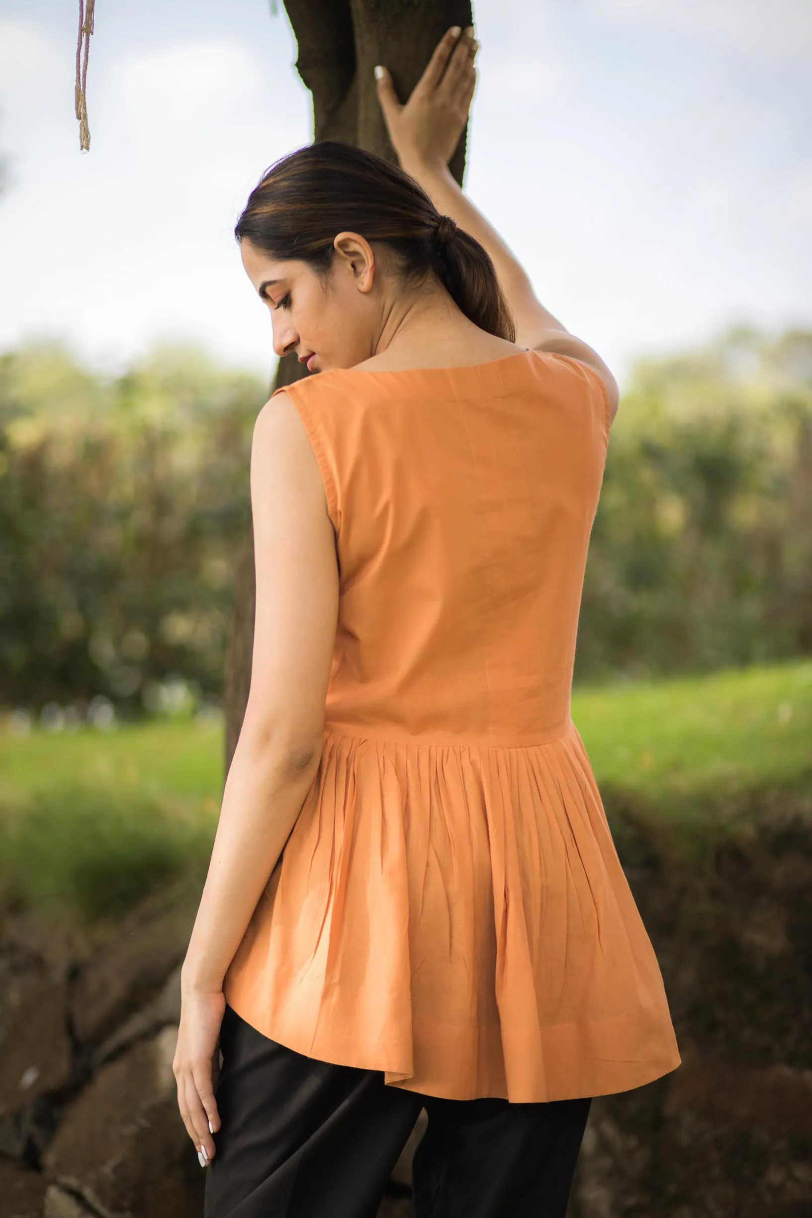 Autumn Blaze Pleated Top