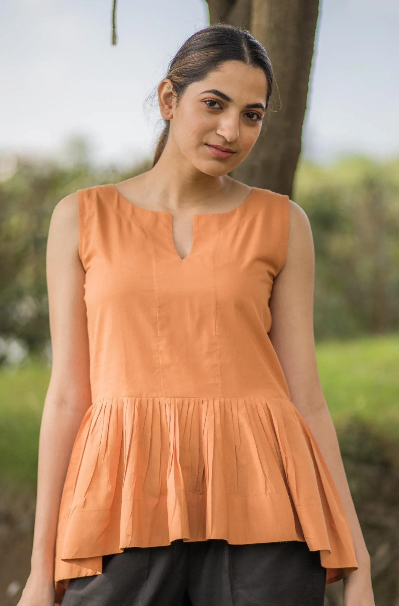 Autumn Blaze Pleated Top