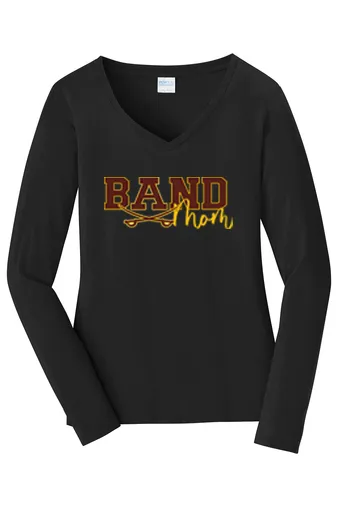Band Mom Ladies Long Seeve Fan Favorite V-Neck T