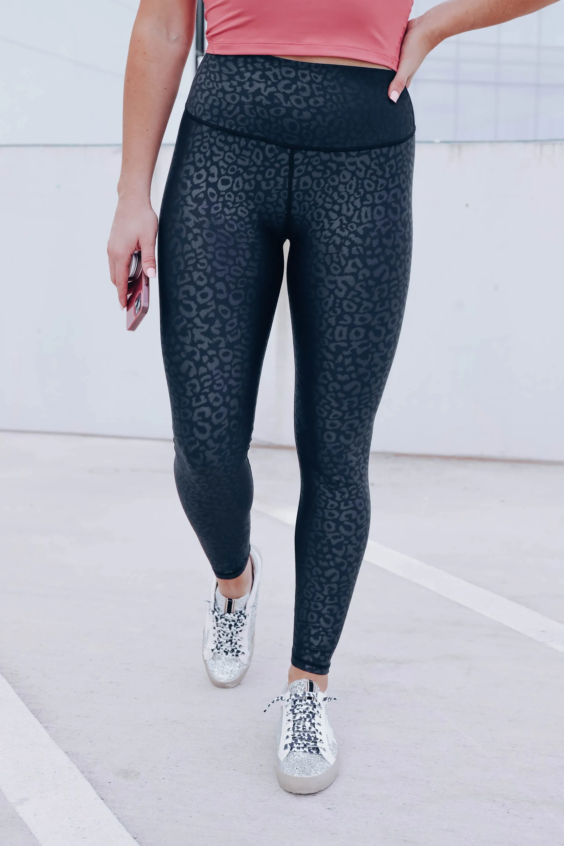 Barely There Embossed Leggings - Black