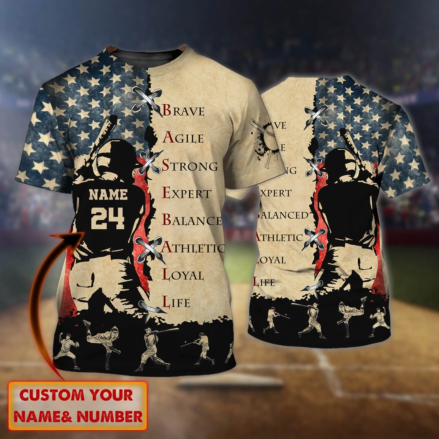 Baseball - 264 - Personalized Name 3D T Shirt - TD96