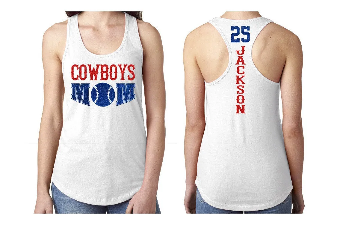 Baseball Mom Tank Top | Glitter Baseball Tank Top | Racerback Tank | Customize Your Colors