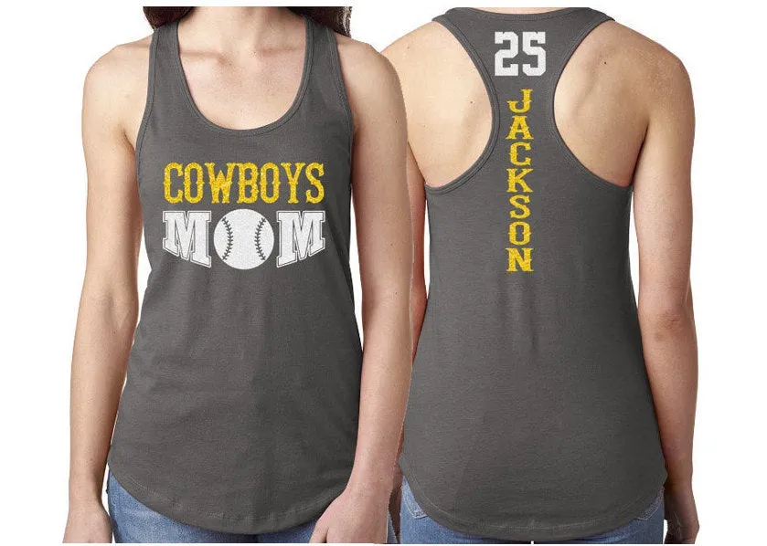 Baseball Mom Tank Top | Glitter Baseball Tank Top | Racerback Tank | Customize Your Colors