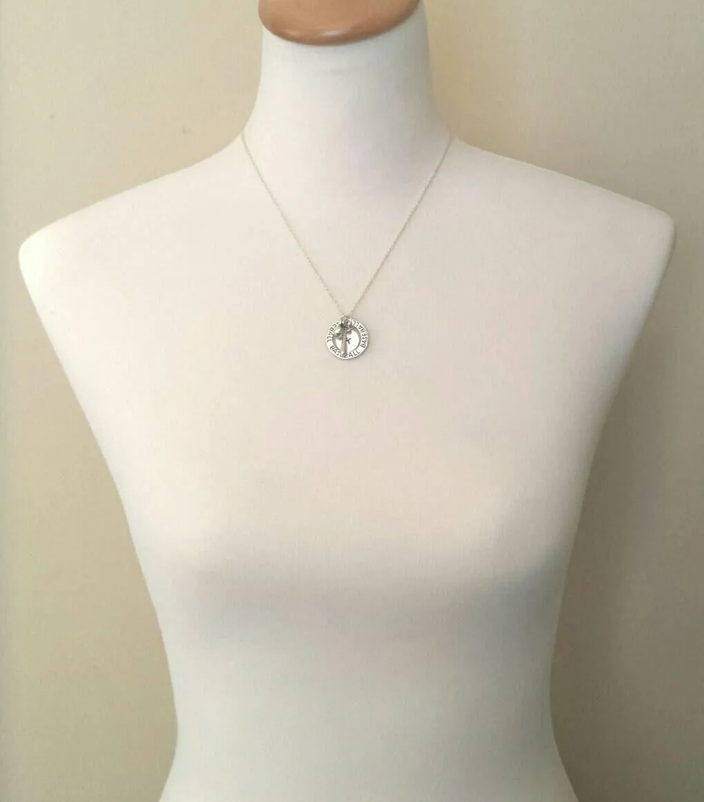 Baseball Necklace, silver baseball mom necklace, personalized necklace, initial letter number pendant, player coach team mom game fan gift