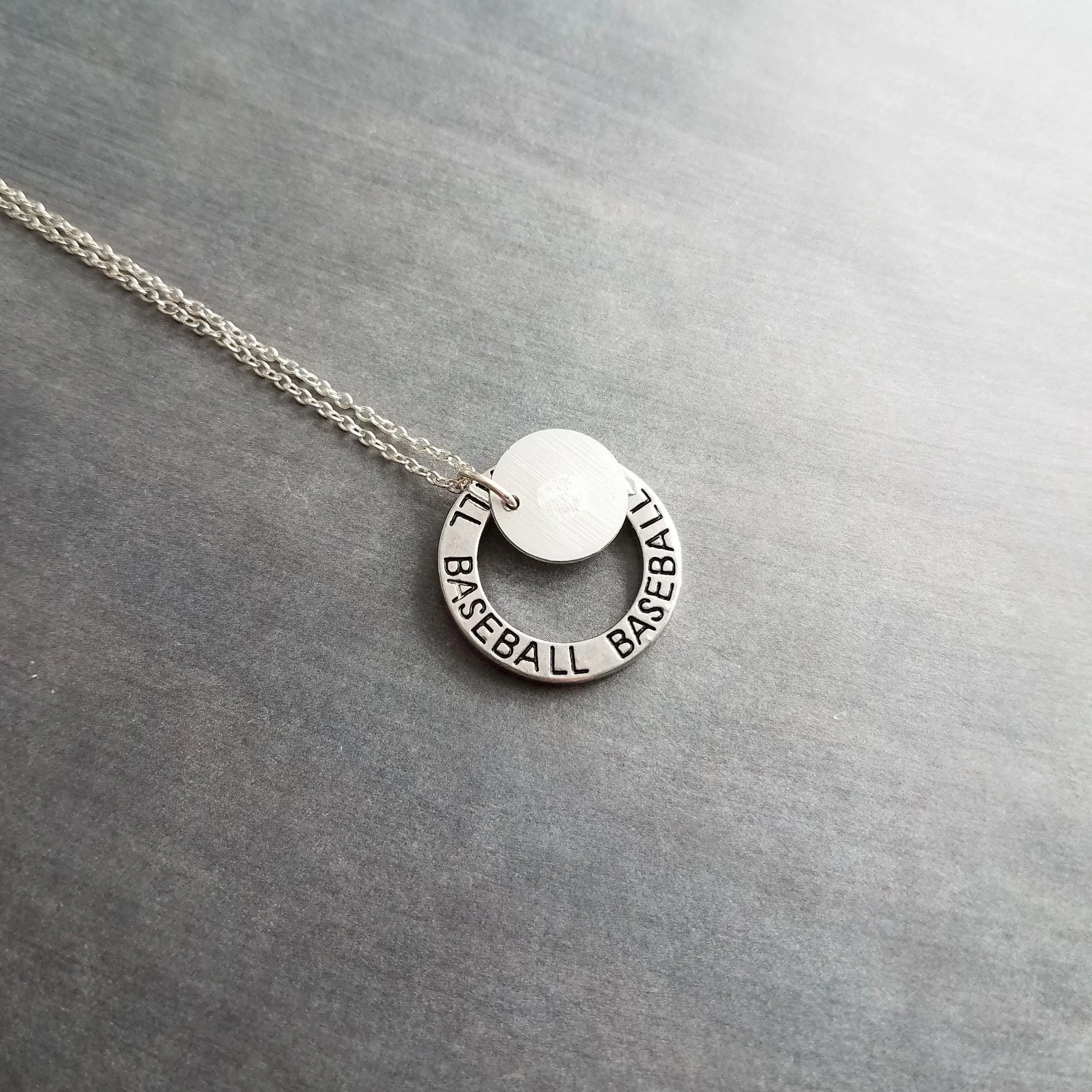 Baseball Necklace, silver baseball mom necklace, personalized necklace, initial letter number pendant, player coach team mom game fan gift