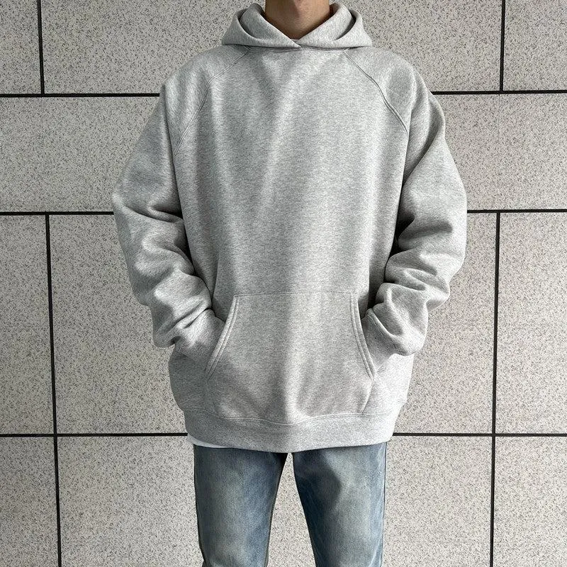 Basic Raglan Hooded Velvet Sweater