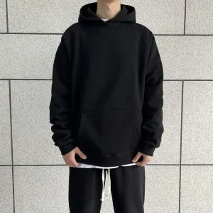 Basic Raglan Hooded Velvet Sweater