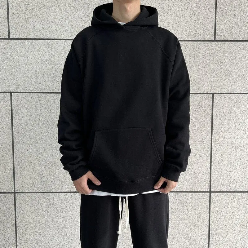Basic Raglan Hooded Velvet Sweater