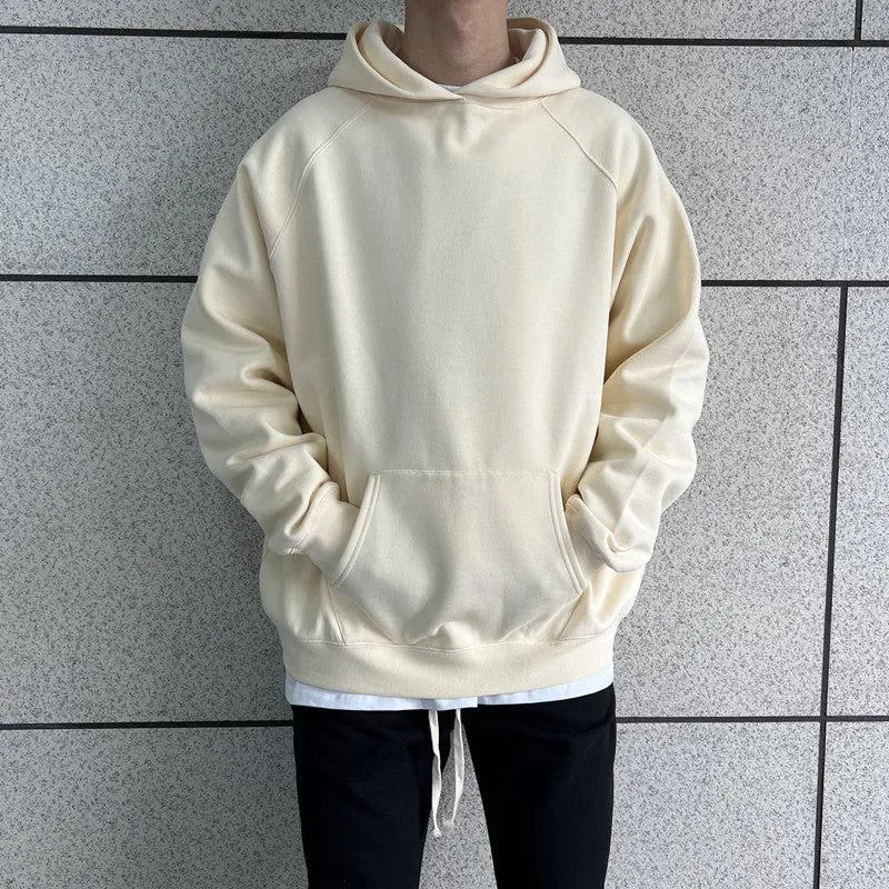 Basic Raglan Hooded Velvet Sweater