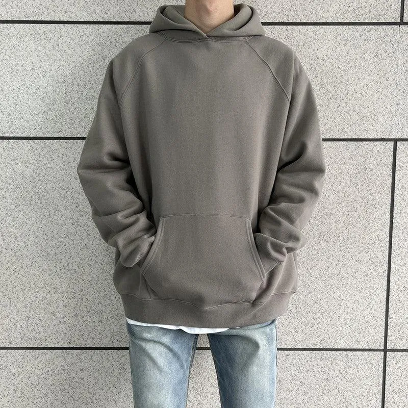 Basic Raglan Hooded Velvet Sweater