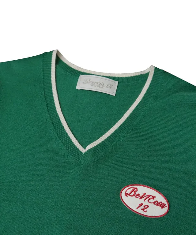 BENECIA 12 Soft Color Matching V-Neck - Green