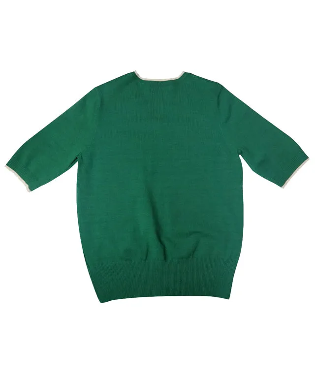BENECIA 12 Soft Color Matching V-Neck - Green