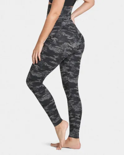 Black Gray Extra High Waisted Firm Compression Legging