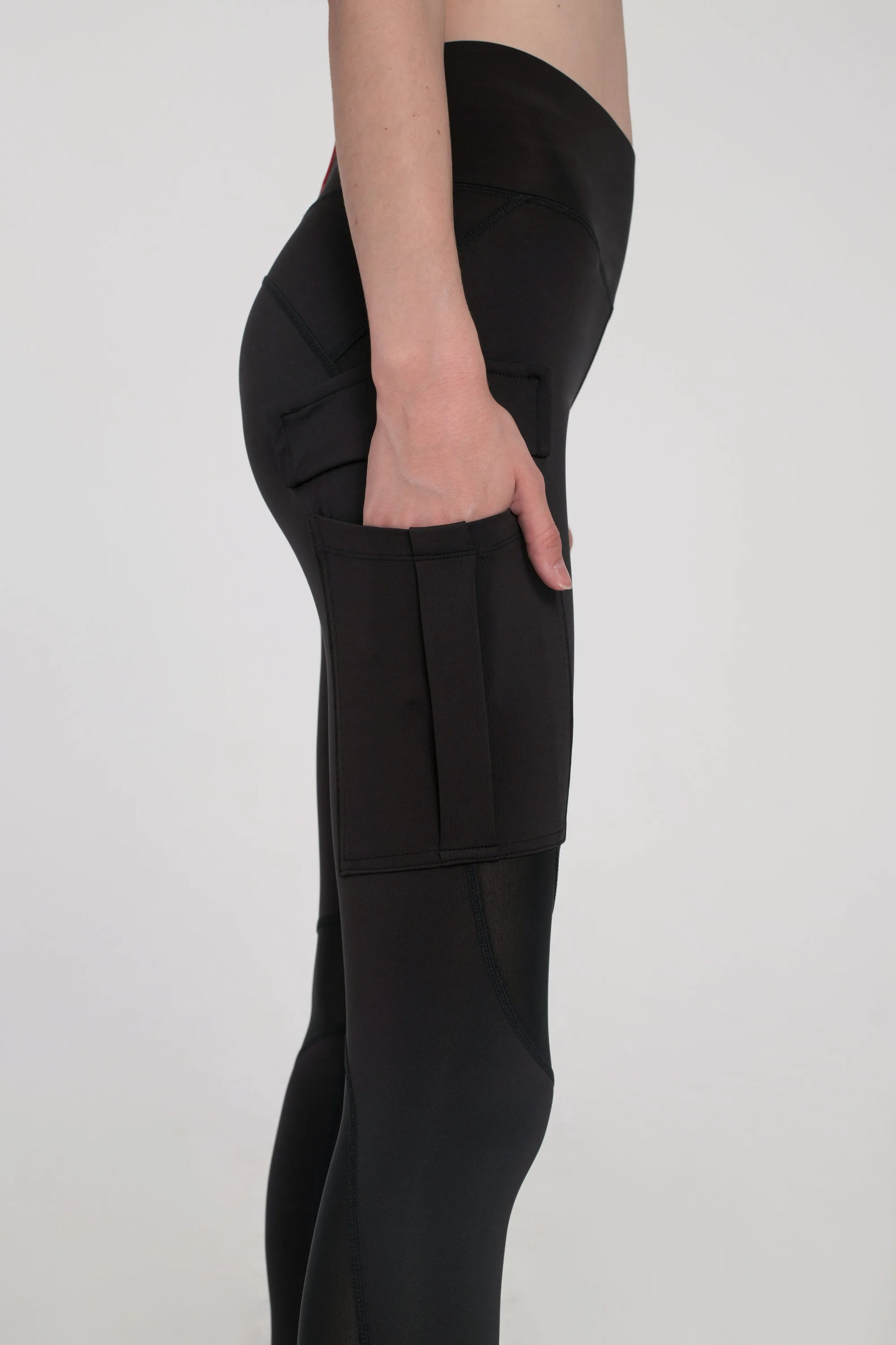 Black Mesh Utility Leggings