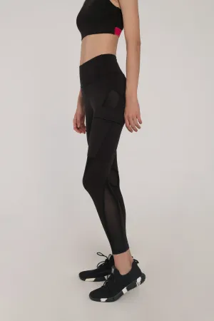 Black Mesh Utility Leggings