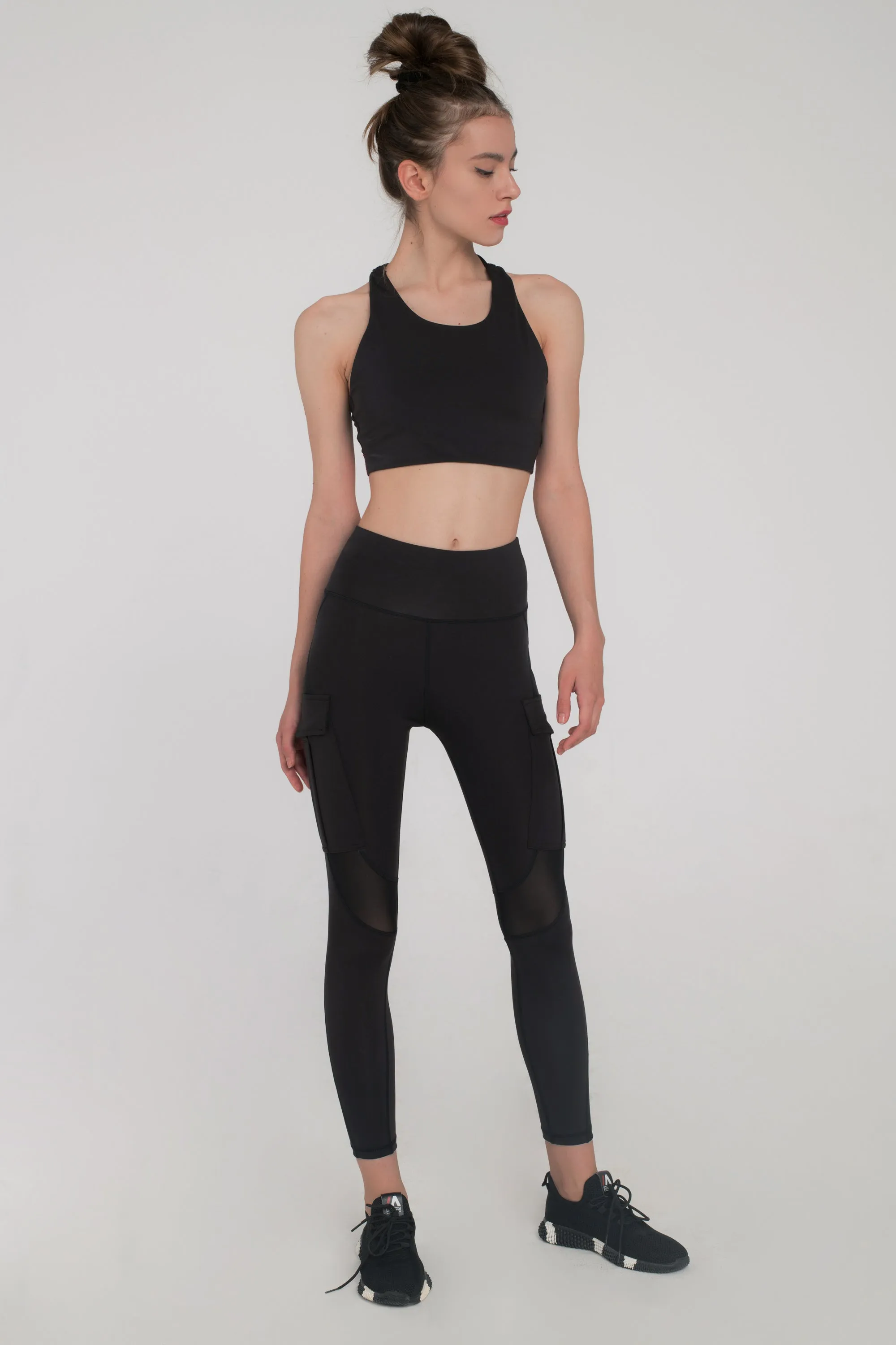 Black Mesh Utility Leggings