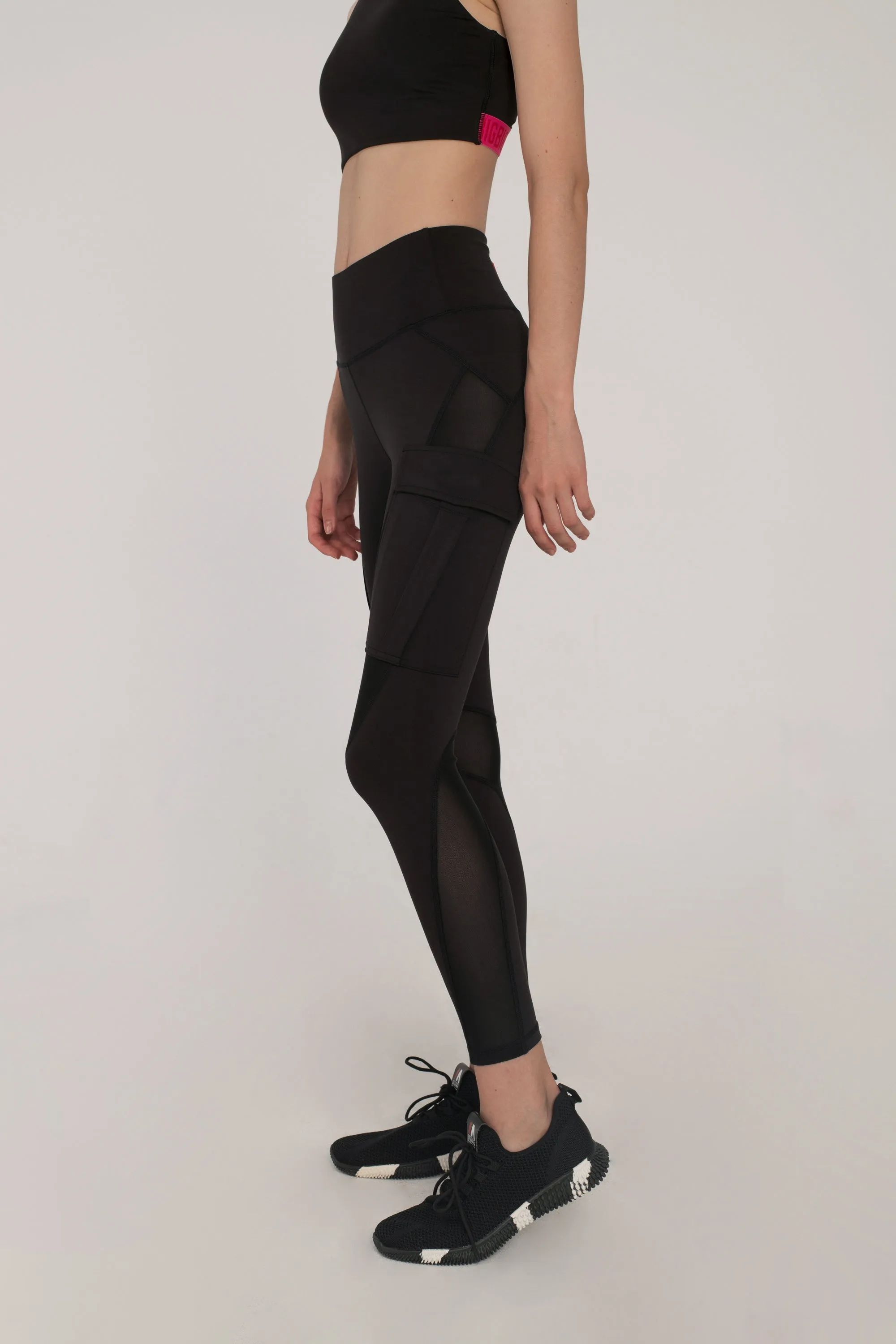 Black Mesh Utility Leggings