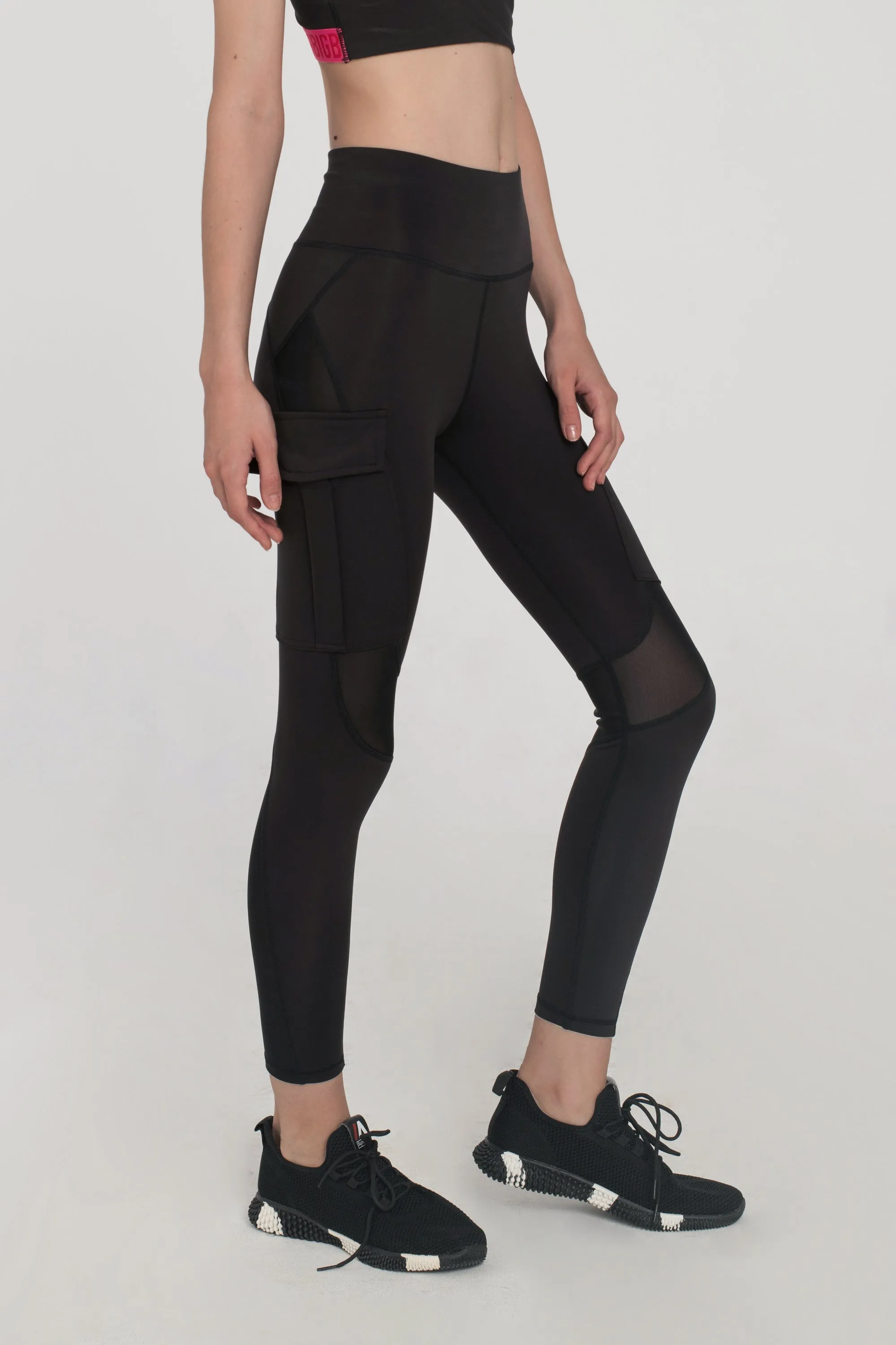 Black Mesh Utility Leggings