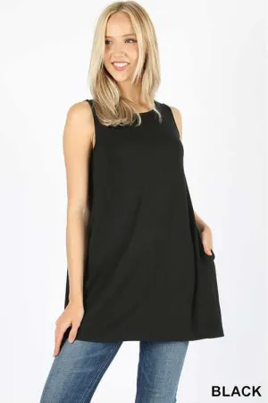 Black Sleeveless Flared Top