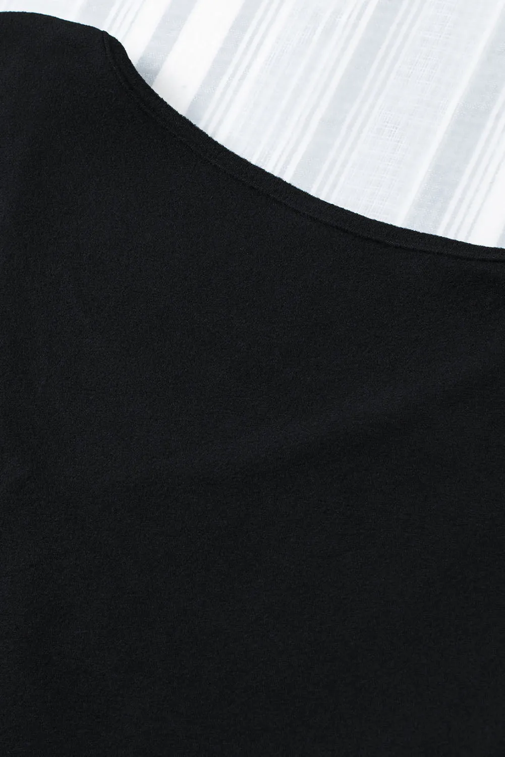 Black Solid Color V Neck Long Sleeve Knit Top