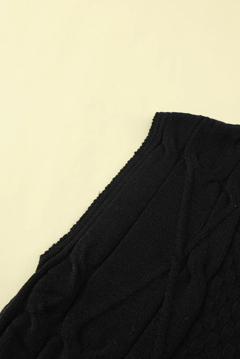 Black V-Neck Twist Knitted Vest Sweater